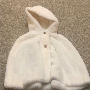 Girls Faux Fur Hooded Poncho